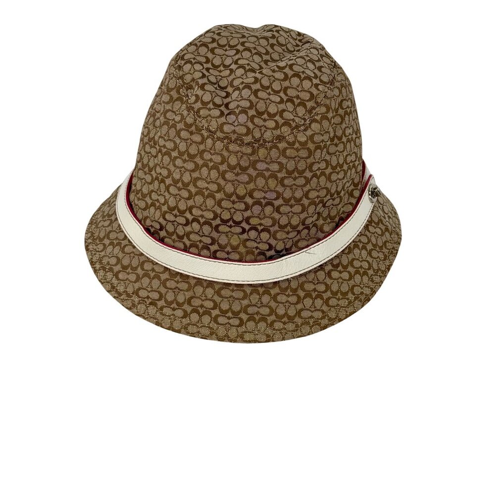Vtg Y2K Coach Signature Brown Bucket Hat | Preppy Grunge Coastal Grandmother P/S - Picture 11 of 15